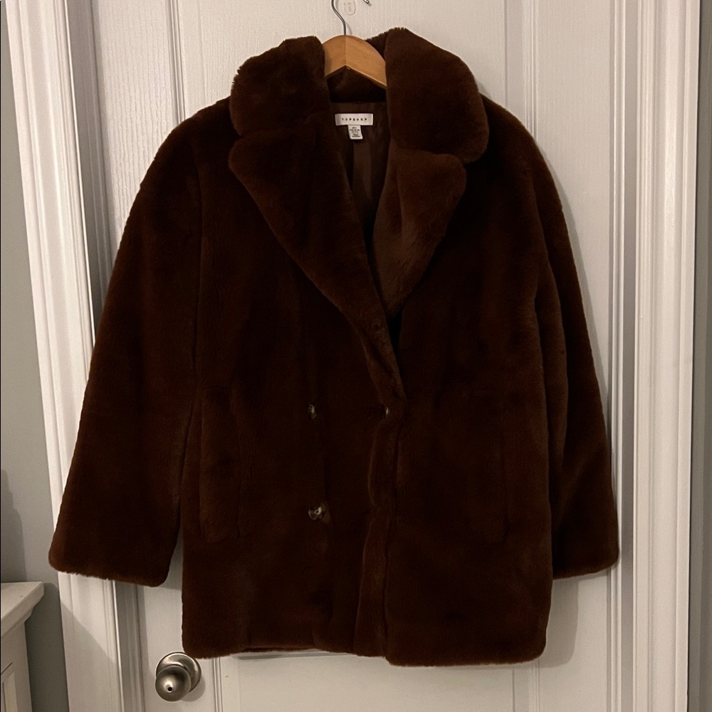 Topshop Chocolate Teddy Jacket